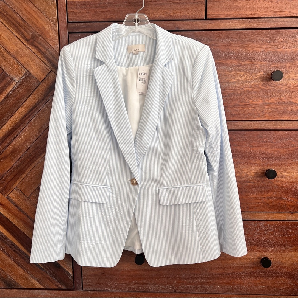 Seersucker long blazer